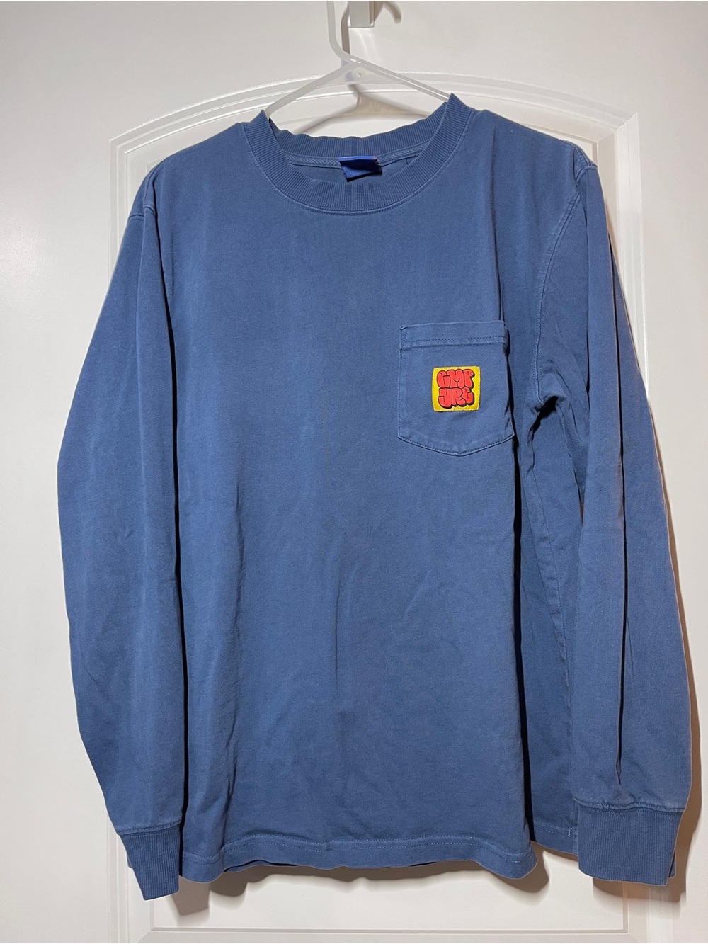 Men's Long-Sleeve Pocket Tee with Graphic Patch - Blue